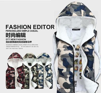 2014秋冬新款無袖棉衣 青少年情侶的羊羔絨連帽甲風尚